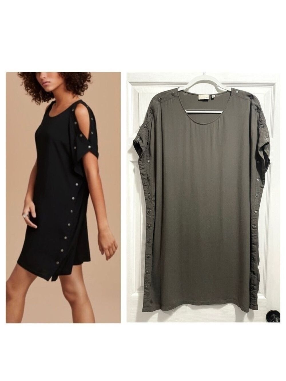 Wilfred Free Aritzia Army Green Aamito Snap Dress Short Sleeve Mini Size Medium
